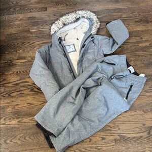 Abercrombie Kids Gray Puffer Jacket and Pants Set